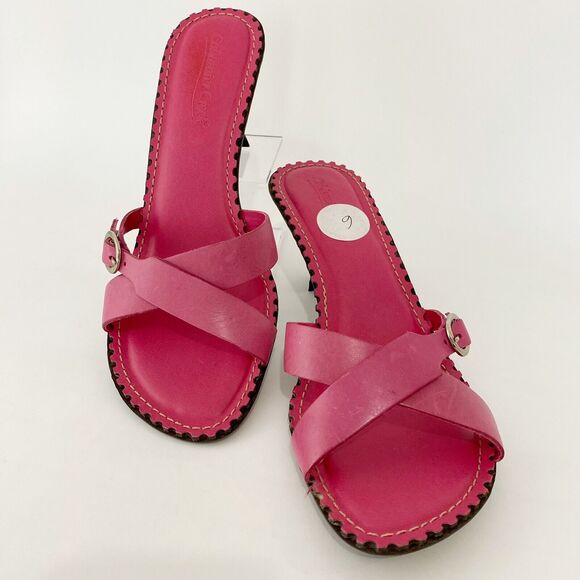 Coldwater Creek Sandal Womens Size 9 Leather Open Toe Buckle Accent 2.25" Spool - Picture 1 of 12